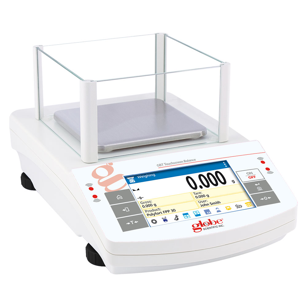 Globe Scientific Balance, Precision, Touchscreen, 1000g X 1mg, External Calibration, 100-240V, 50-60Hz, Includes ISO/IEC 17025:2017 Caibration Certificate laboratory scale;analytical balance;weighing balance;lab scale;analytical scales;laboratory balance;scales lab;calibrated weighing scales